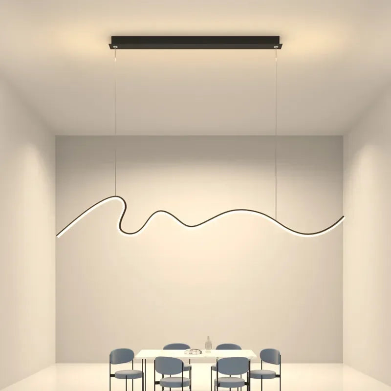 Sculptural Wavy LED Line Pendant Light - Capova