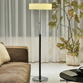 Frosted Glass and Oak Drum Floor Lamp Telvara
