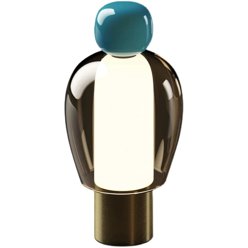 Harovant table lamp, Teal Cap – Brass Base finish, detail view