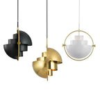 Warm Metal Disc Pendant Light Axion – Lifestyle View 4