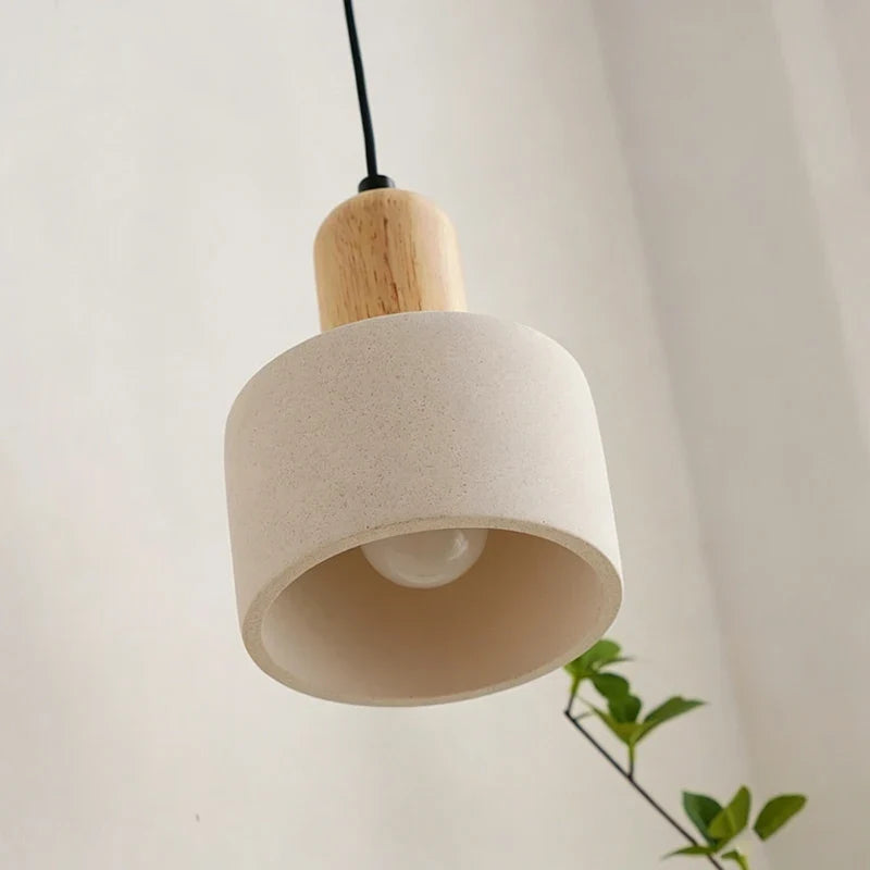 Scandinavian Sandstone & Oak Pendant Light – Fvaelion – Lifestyle View 2