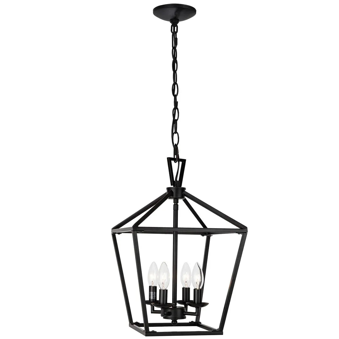 Vintage Lantern Cage Chandelier Malvorn – Black Finish Studio Shot