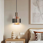 Fluted Amber Glass Pendant Light Pyrmont – Bedside Lifestyle View