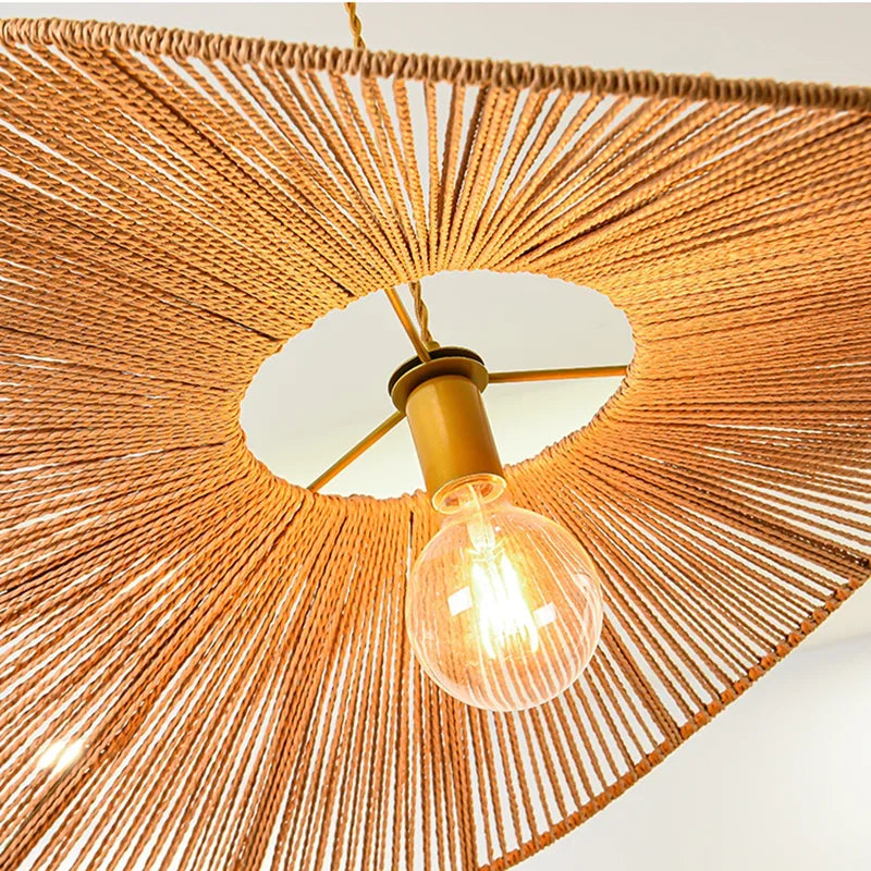 Hand-Woven Rope Asymmetric Pendant Light Calveno – Woven Detail Close-Up