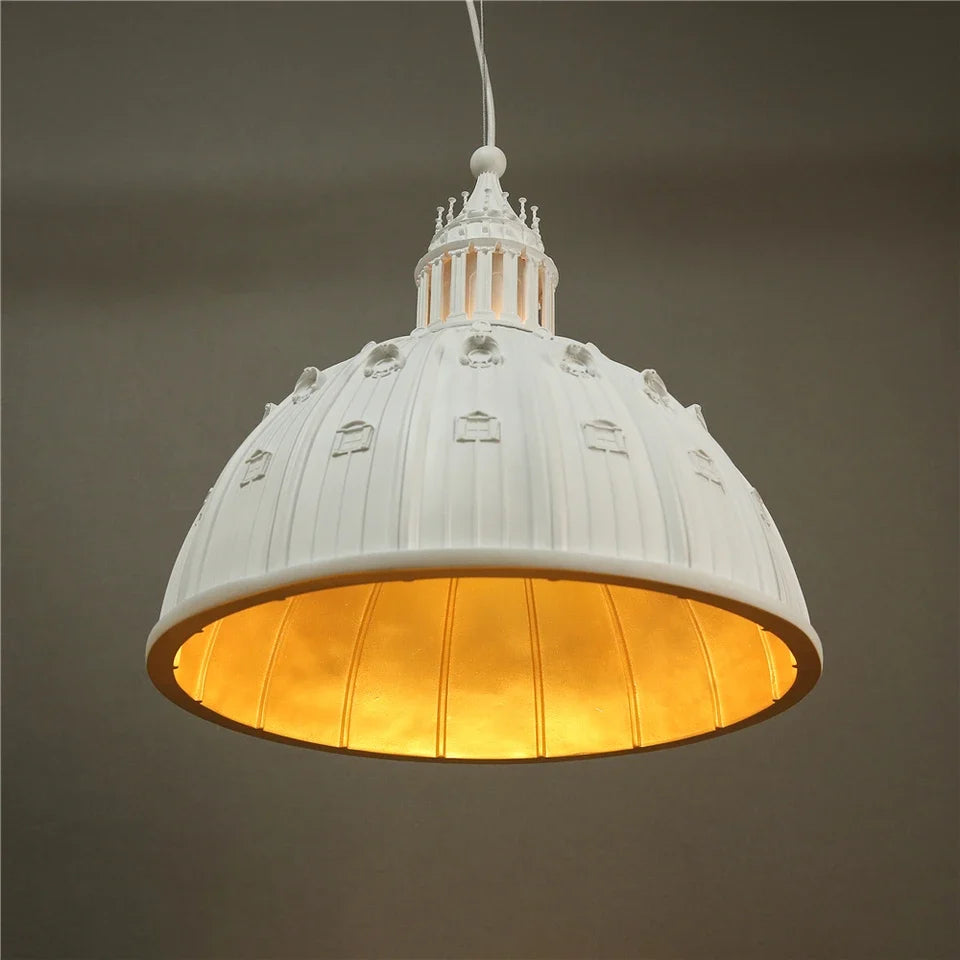 Postmodern Cathedral Dome Pendant Light Basilor – Gold Leaf Interior Glow