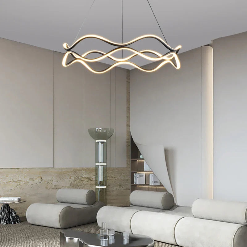Sculptural Wave Aluminum LED Pendant Light – Dovelux – Product Detail 13
