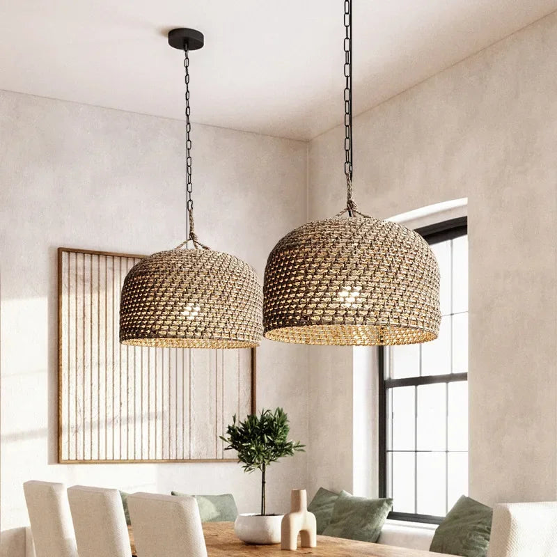 Organic Wicker Orb Pendant Light Zelvyn – Lifestyle View 2