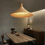 Wabi-Sabi Rattan Cone Pendant Light Ltaeloria – Hero Shot Ø35cm
