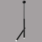 Angled Slim LED Cylinder Pendant Light – Ybelindra – Ceiling, Long, Black