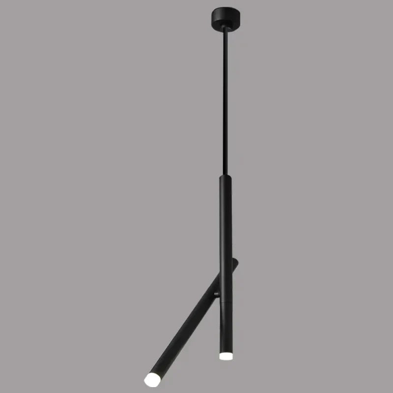 Angled Slim LED Cylinder Pendant Light – Ybelindra – Ceiling, Long, Black