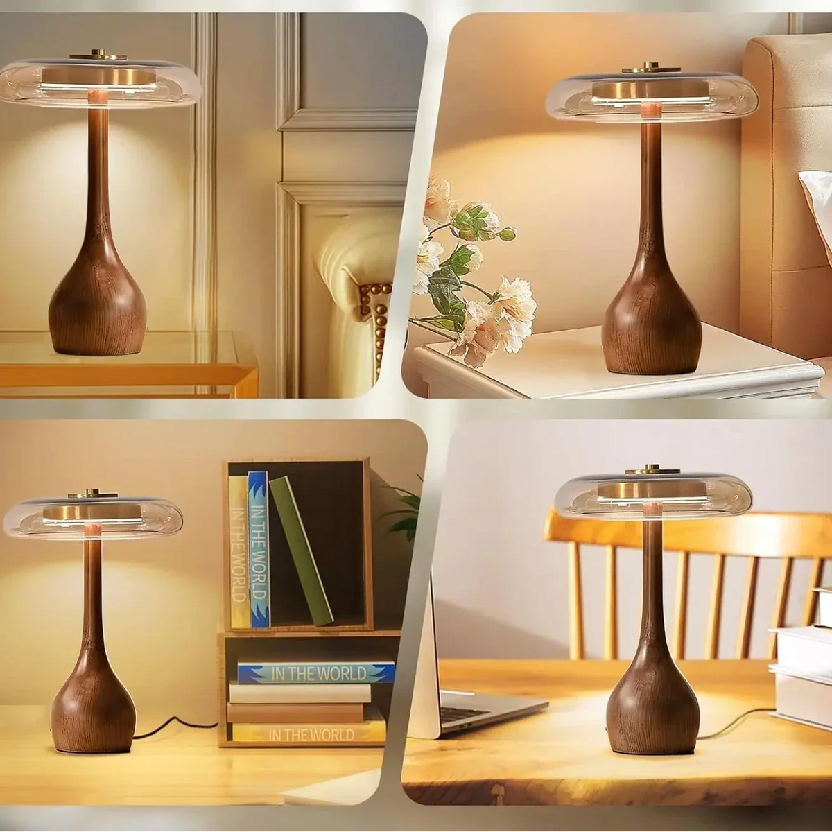 Mouth-Blown Glass Wood Table Lamp Jaron – Product Detail 7