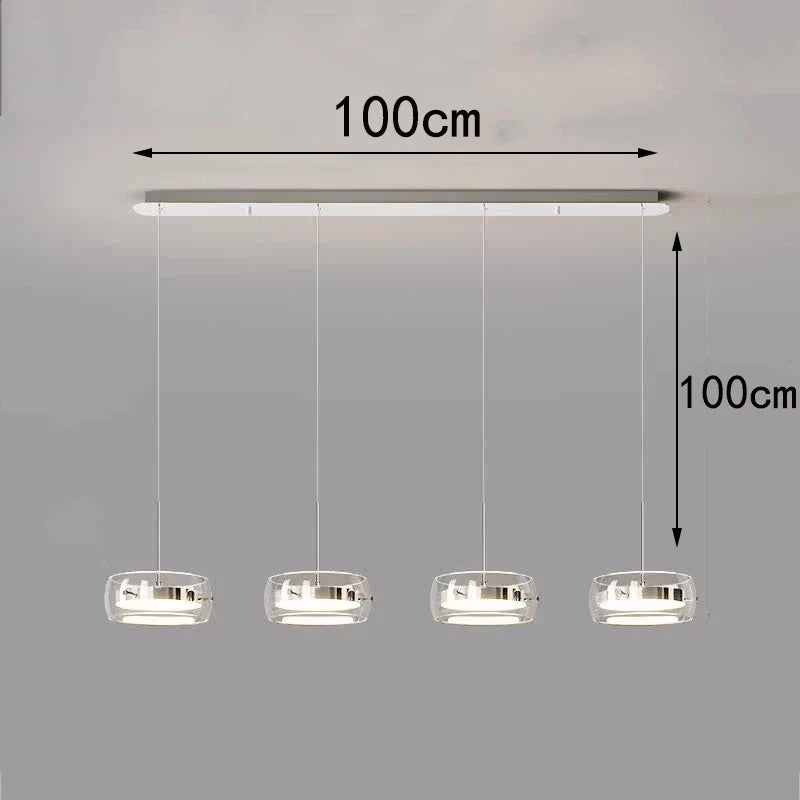 Bsaelix pendant chandelier – Chrome, 4 Lights configuration, dimensions