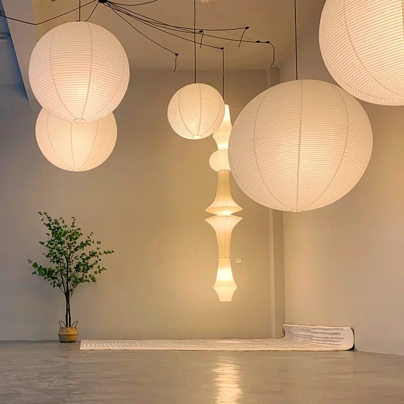 Mwaelinth ribbed paper globe pendant light