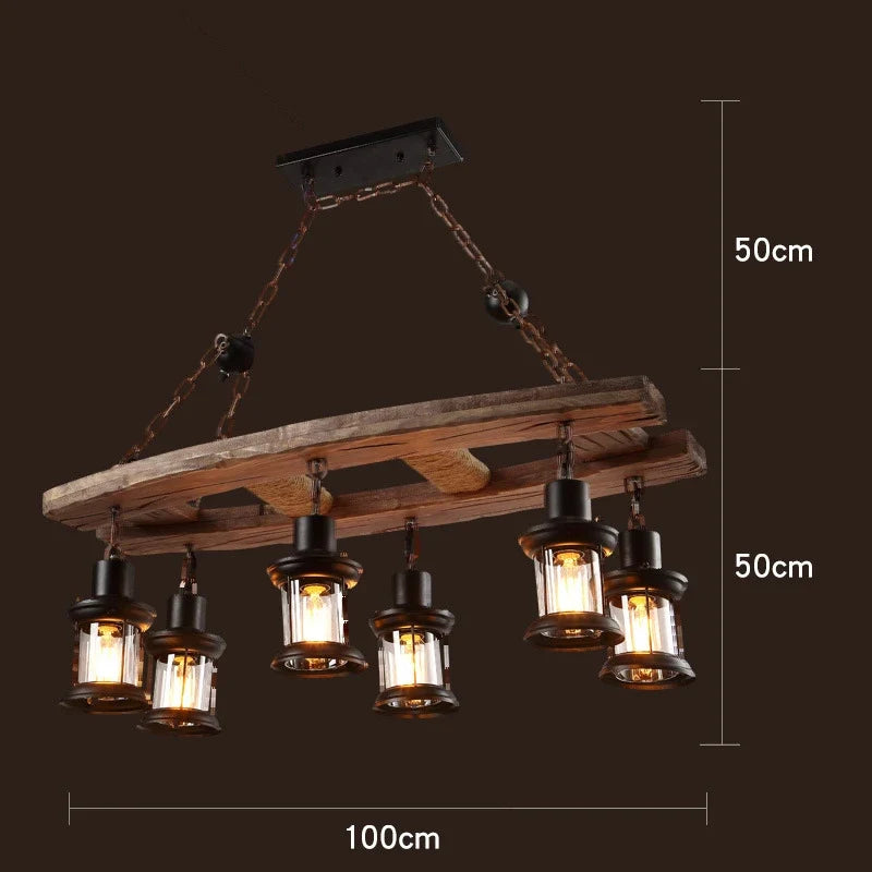 Industrial Iron Wood Chandelier Tuarvex – 6-Head Dimensions