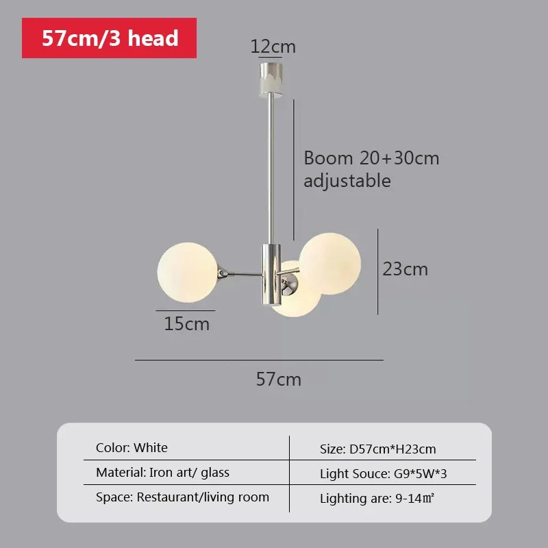 Sculptural Chrome Glass Globe Chandelier Genova