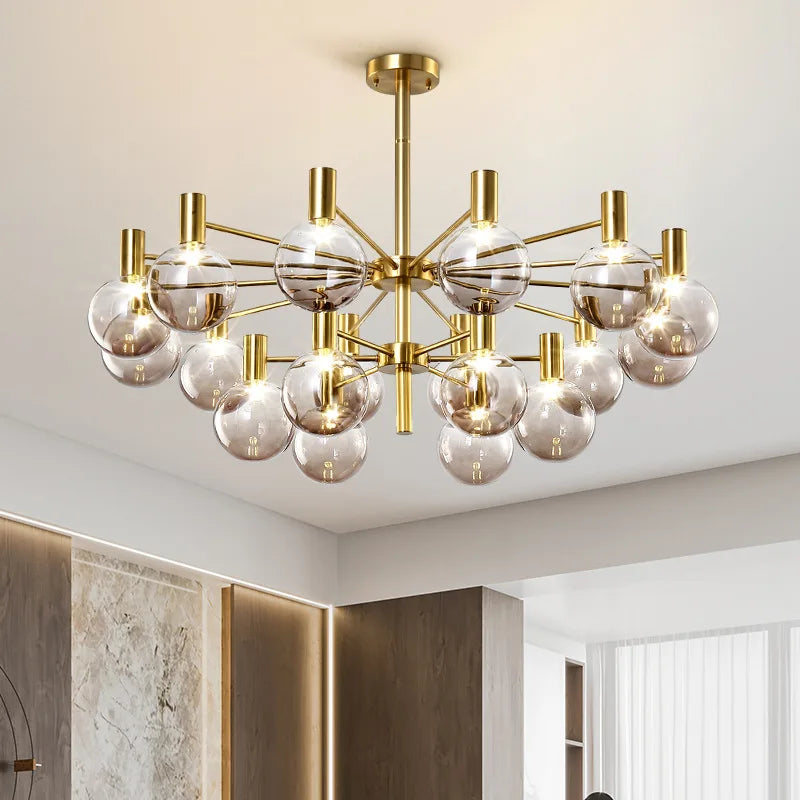 Maelon Sculptural Cluster Chandelier – Gold Frame, 12 Heads Ø100cm, Lifestyle