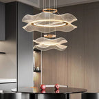 Cascading Petal-Ring LED Chandelier Volrenix – 2-Ring Cascade over Kitchen Island