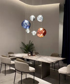 Melted Metallic Globe Pendant Light – Quieton – Living Room Lifestyle