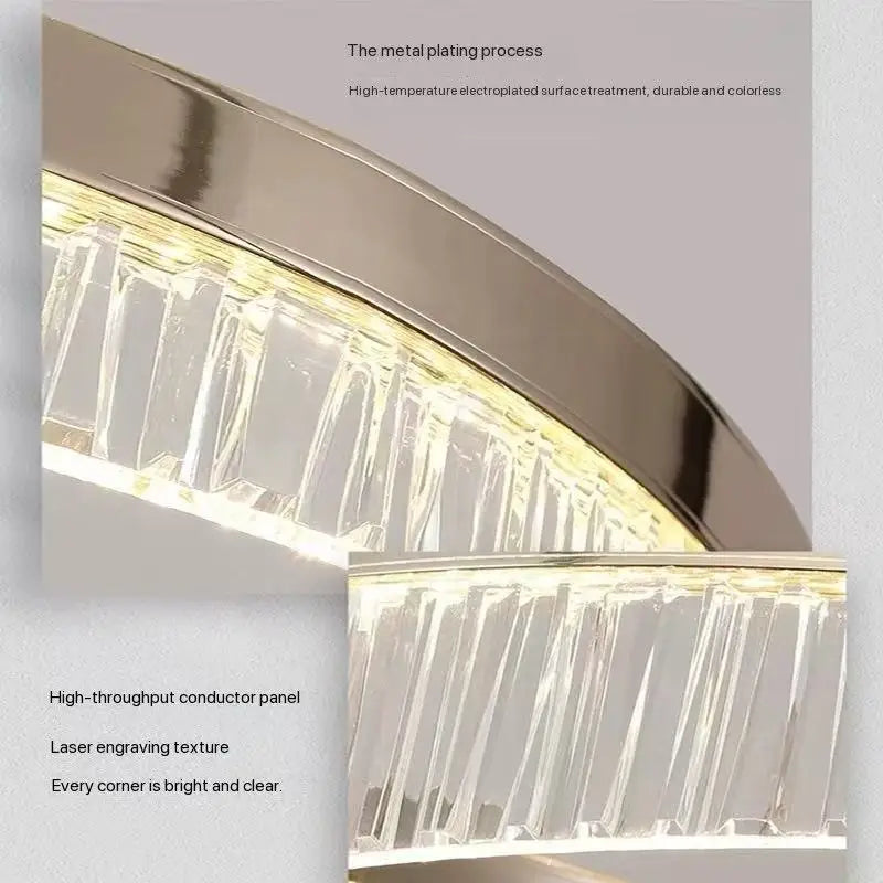 Ecelvor faceted acrylic prism bar close-up, champagne gold metal plating detail
