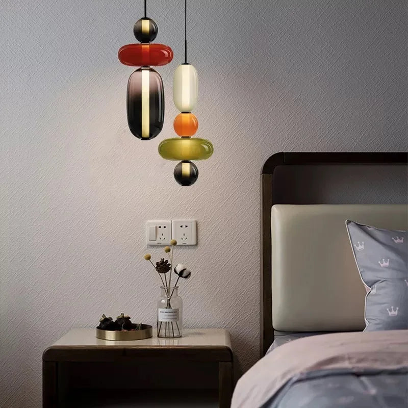 Layered Colored Glass Pendant Light Halaeon – Lifestyle View 2