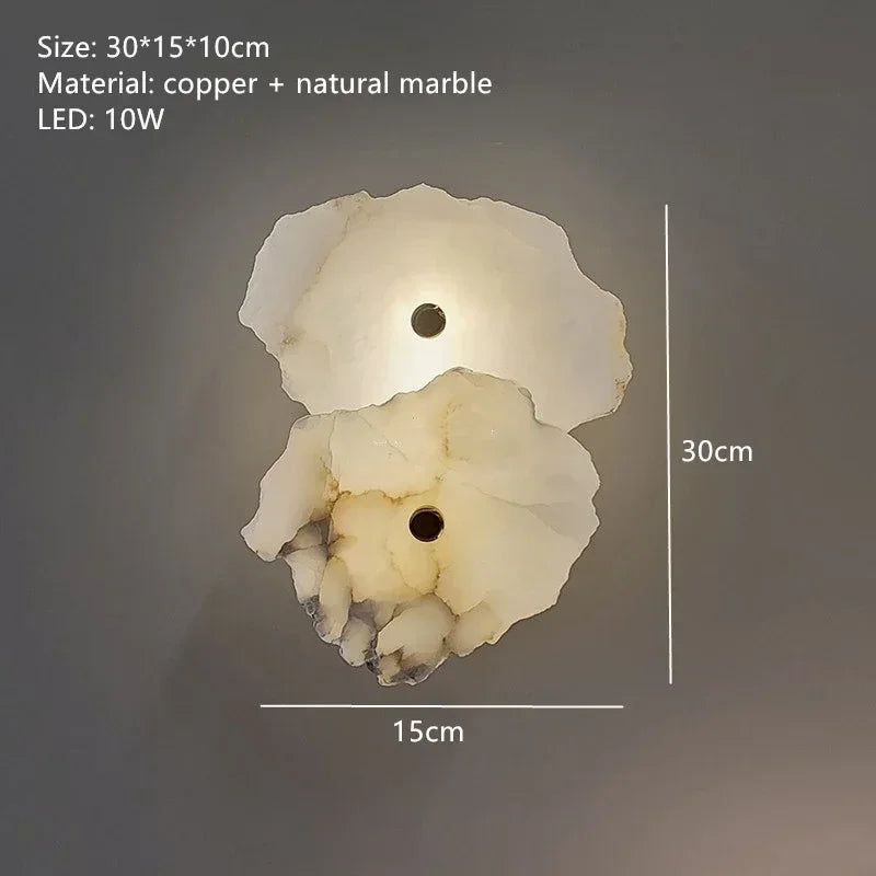 Stacked Alabaster & Copper Wall Sconce – Seraphon, 2 Heads, 30cm