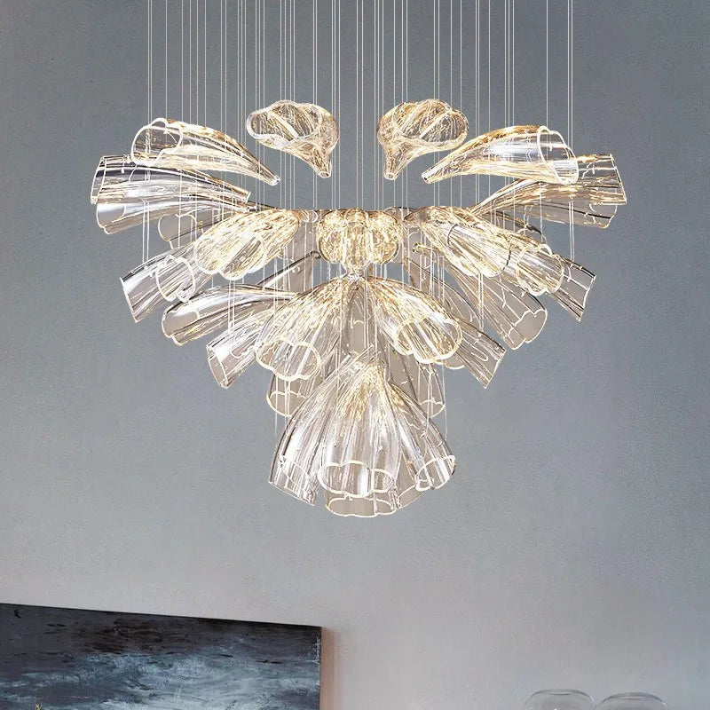 Hand-Cut Crystal Chandelier Calvorn – Living Room Lifestyle