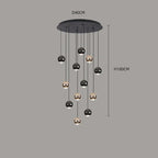 Black & Copper Sphere Cluster Chandelier Radianto