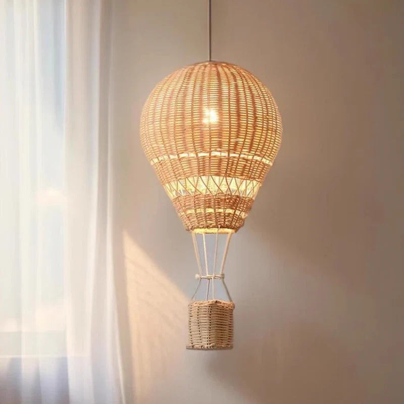 Hand-Woven Rattan Hot Air Balloon Pendant Light – Velvara – Hero Shot