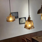 Textured Amber Glass Pendant Light Lumara – Lifestyle View 2