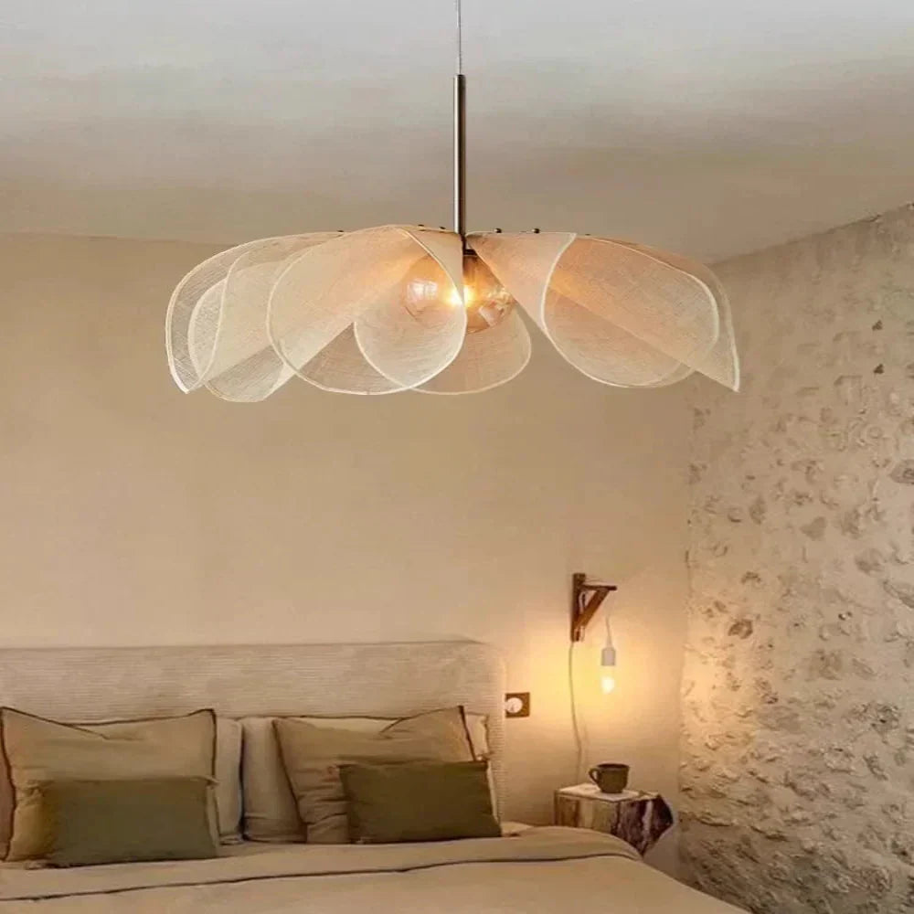Layered Fabric Petal Pendant Light Camlora – Lifestyle Bedroom View