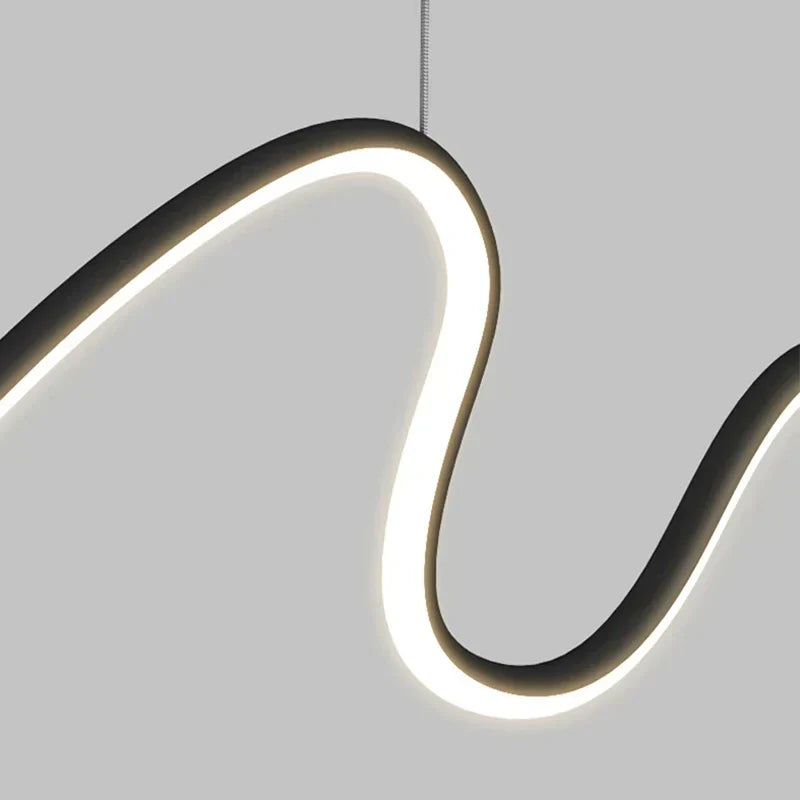Sinuous Wave LED Linear Pendant Light Thenvorix – Illuminated Profile Close-Up