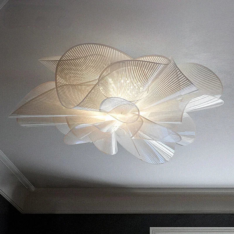 Sculptural Ribbon Petal Ceiling Light Zenaro – Black, Lifestyle View