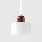 Pelindra Stained Glass Pendant – White Shade / Burgundy Cap