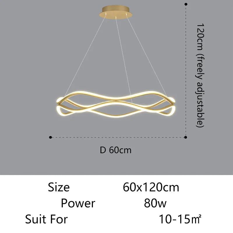 Sculptural Wave Aluminum LED Pendant Light – Dovelux – Product Detail 8