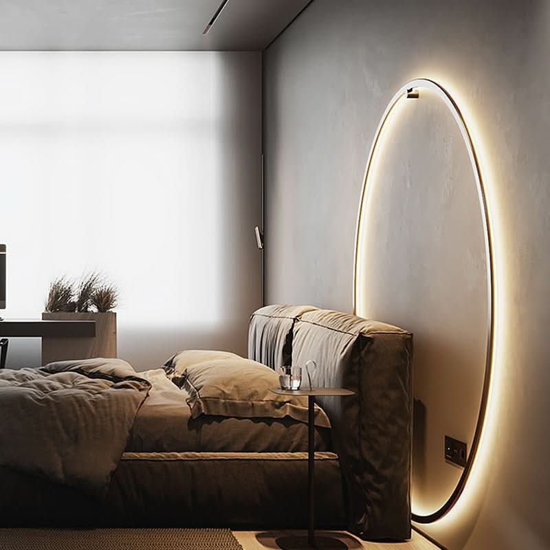 Minimalist Circular LED Wall Sconce Adelvox – Open Ring Black Lifestyle