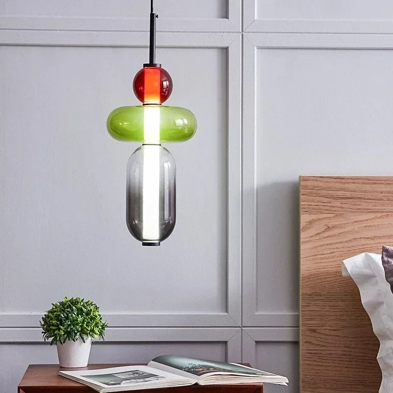 Layered Colored Glass Pendant Light Halaeon – Lifestyle View 4