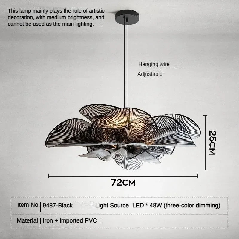Sculptural Ribbon Petal Ceiling Light Zenaro – Black, Dimension Detail