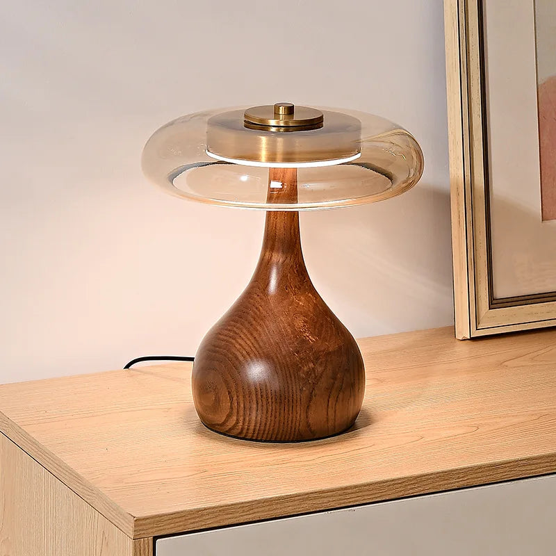 Mouth-Blown Glass Wood Table Lamp Jaron – Hero Shot
