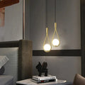 Modern Wire-Frame Glass Globe Pendant Light Veloran – Gold, bedside pair