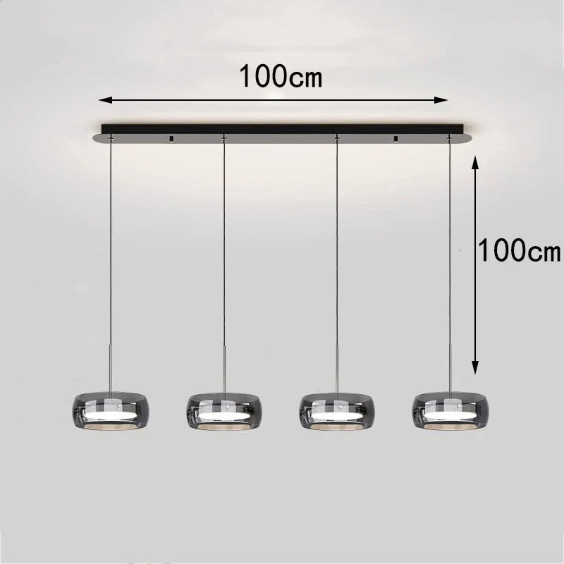 Bsaelix pendant chandelier – Black, 4 Lights configuration, dimensions