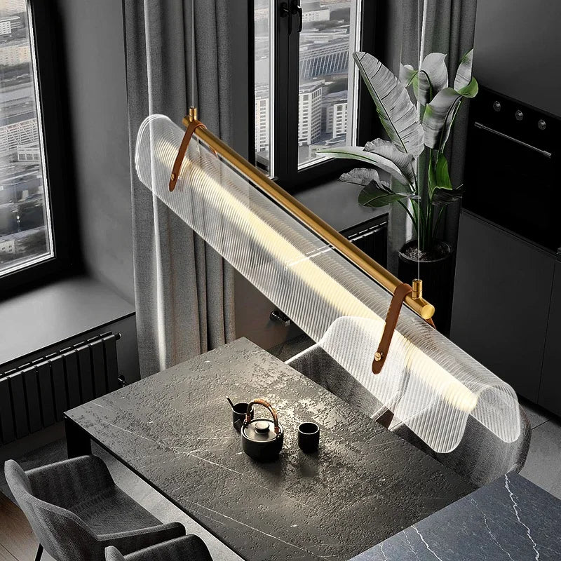 Sleek Metal Linear Pendant Light – Auelvix – Lifestyle View 2