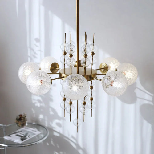 Brass Frosted-Glass Sputnik Chandelier – Kalion
