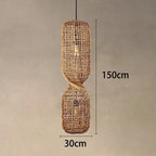 Woven Rattan Hourglass Pendant Light – Faeloria – Single Pendant, 150 cm dimensions