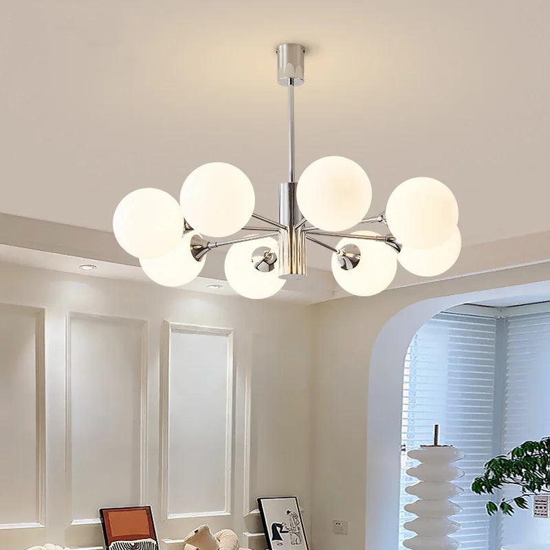 Sculptural Chrome Glass Globe Chandelier Genova