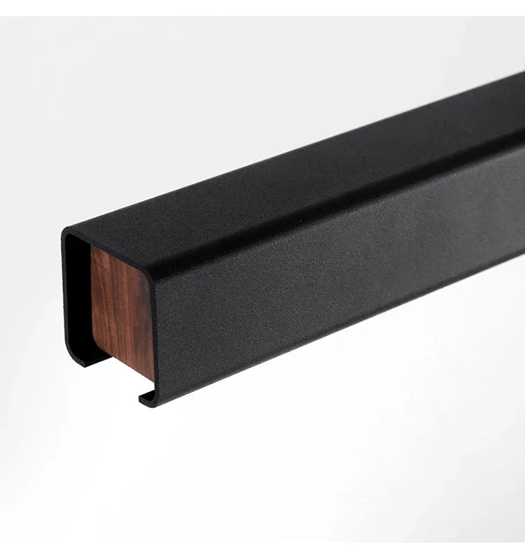 Linexa aluminum profile with walnut wood end cap detail