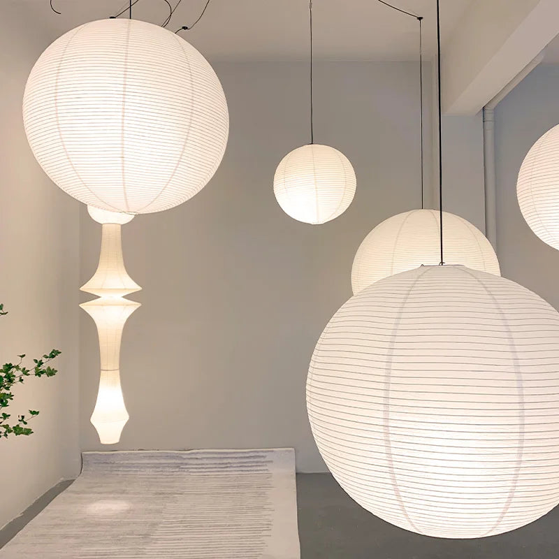 Mwaelinth ribbed paper globe pendant light