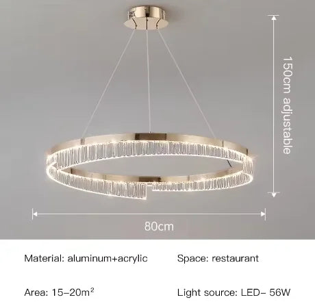 Ecelvor single ring 80cm dimensions, 150cm adjustable drop, 56W LED