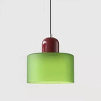 Pelindra Stained Glass Pendant – Sage Shade / Burgundy Cap