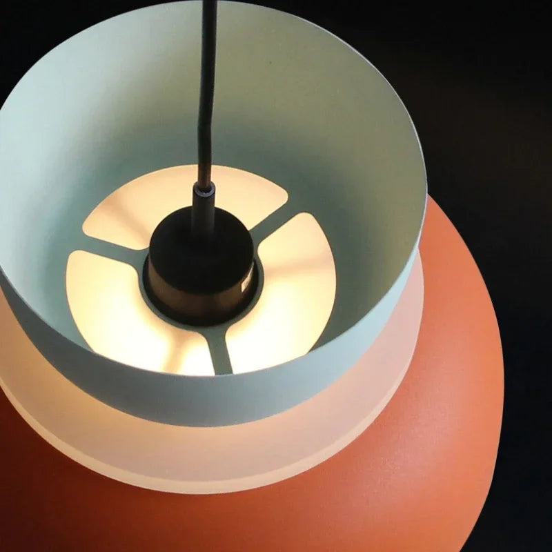 Two-Tone Macaron Dome Pendant Light Myaelorn – Integrated LED Diffuser Close-Up