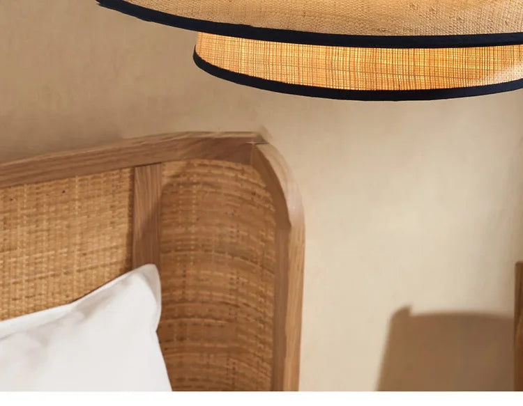Solara pendant light — woven texture and trim detail